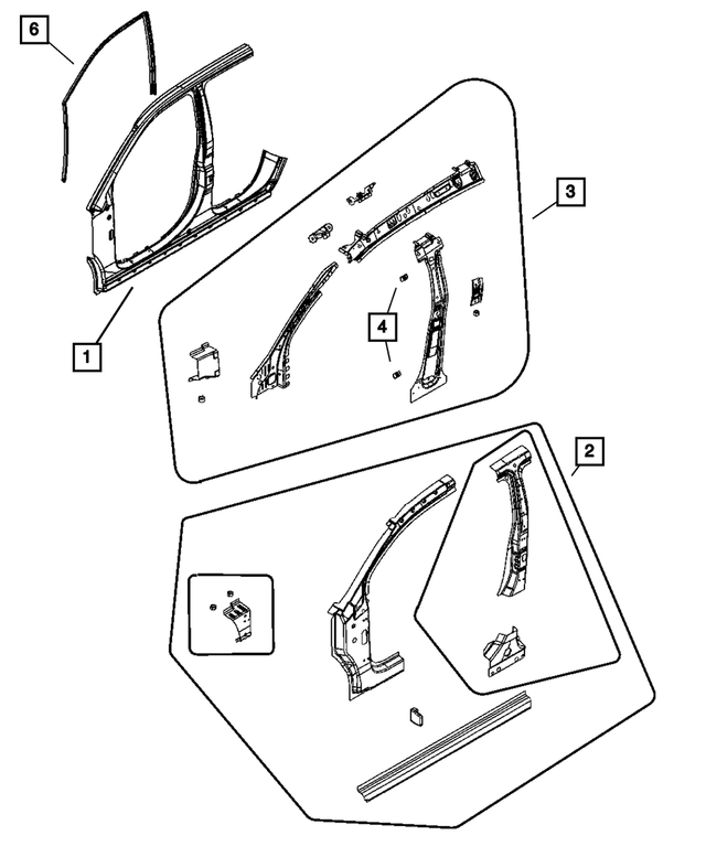 5115918AC - Body Sheet Metal Except Doors: Body Side Aperture Inner Panel, Right for Mopar Image