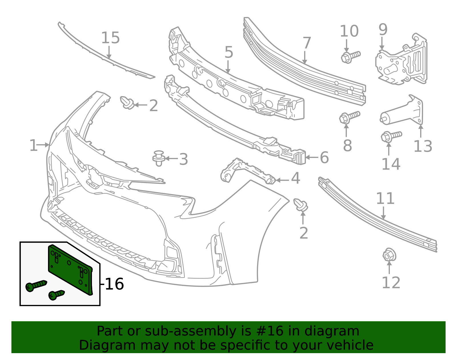 TOYOTA COROLLA SEDAN FRONT LICENSE PLATE BRACKET (L/LE/XLE) OEM#5211402300 2023-2025 PL#TO1068176 TOYOTA COROLLA SEDAN FRONT LICENSE PLATE BRACKET (L/LE/XLE) OEM#5211402300 2023-2025 PL#TO1068176