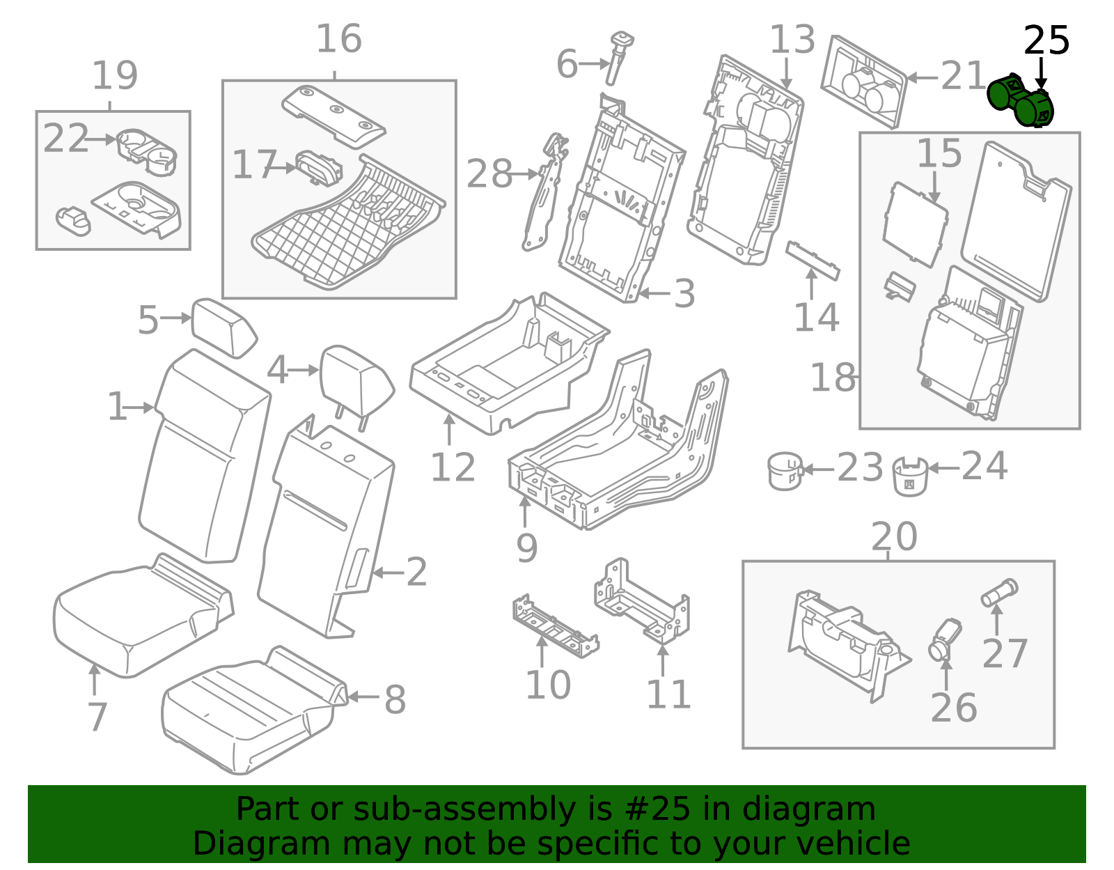 HC3Z-2813562-AB - Seat Armrest Cup Holder - 2018-2022 Ford F-350 Super ...