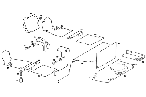 Front Panel Pillar Panelling, Lining on Floor and Footrest for 1988 Mercedes-Benz 560SL #0