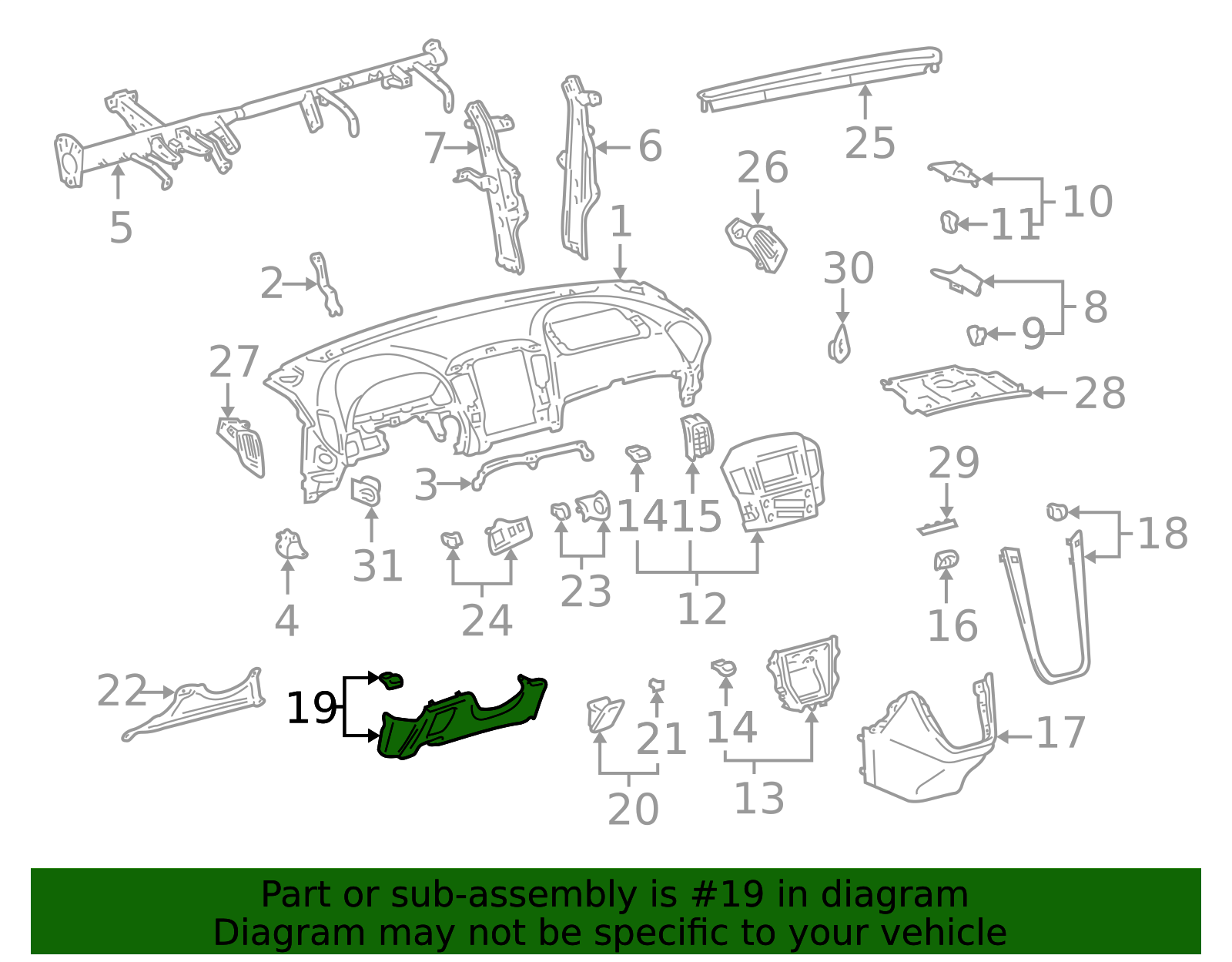 1999-2003 Lexus RX300 Instrument Panel Knee Bolster 55045-48021-B0 ...