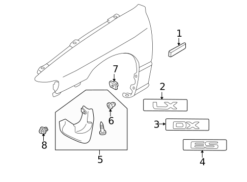 Exterior Trim - Fender for 1999 Mazda Protege #0