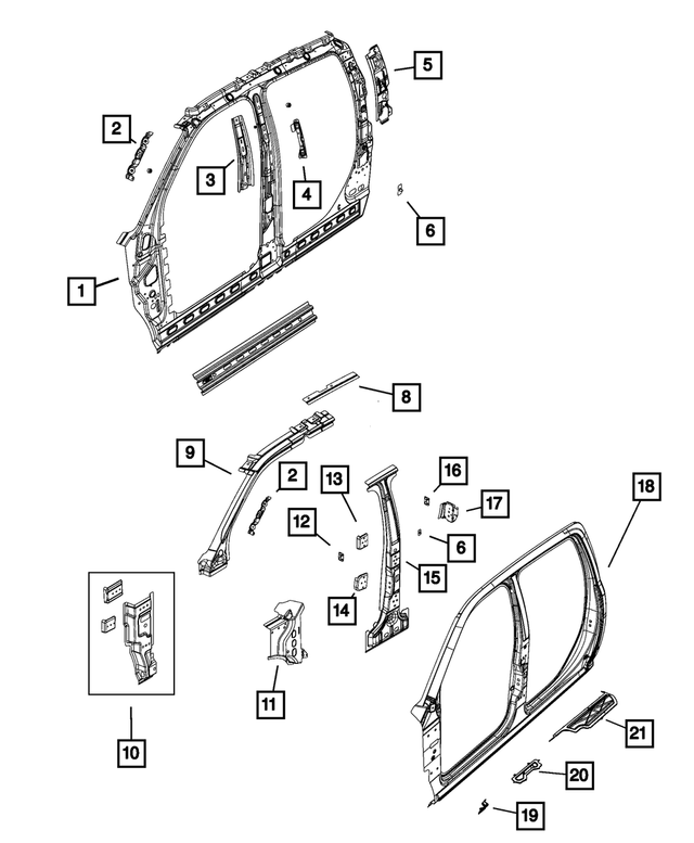 68066893AG - Body Sheet Metal Except Doors: Body Side Aperture Inner Complete Panel, Left for Mopar Image