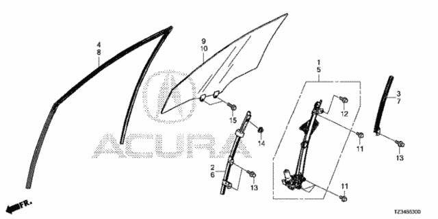 Front Door Glass  - Regulator for 2018 Acura TLX #0