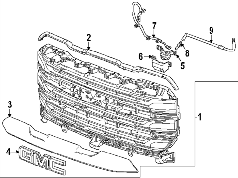 Grille & Components for 2024 GMC Sierra 1500 #0