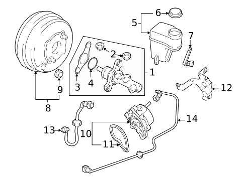 Master Cylinder - Components On Dash Panel for 2011 Saab 9-3X #0