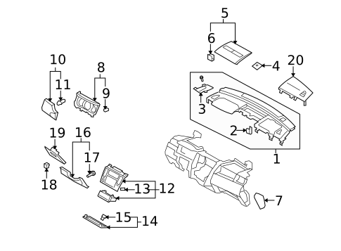 Instrument Panel Components for 2010 Nissan Versa #0