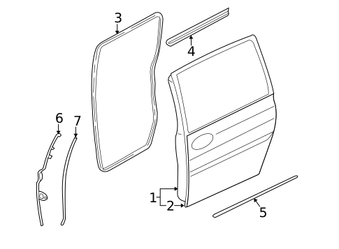 Door & Components for 2007 Hyundai Entourage #0