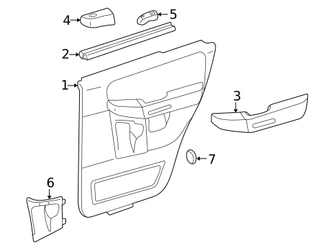 Interior Trim - Rear Door for 2005 Mercury Mountaineer #0