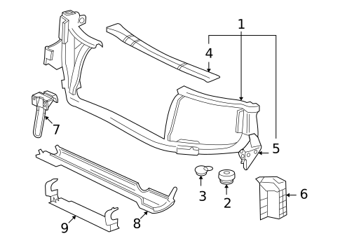 Radiator Support for 2005 Buick Rainier #0