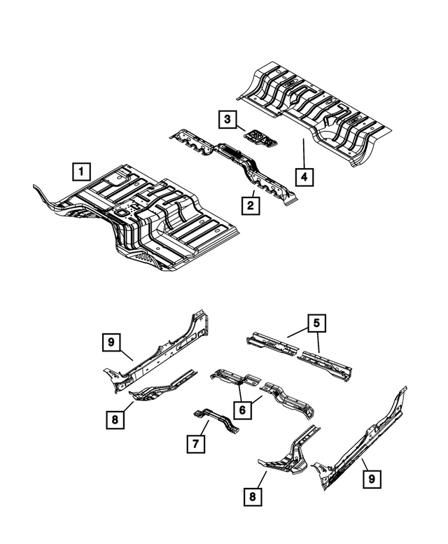 68592984AE - Body Sheet Metal Except Doors: Front Floor Pan for Mopar Image