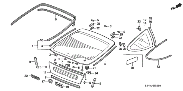 Rear Windshield - Quarter Windows for 2005 Honda Insight #0