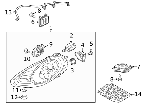 Headlamp Components for 2016 Porsche Panamera #3