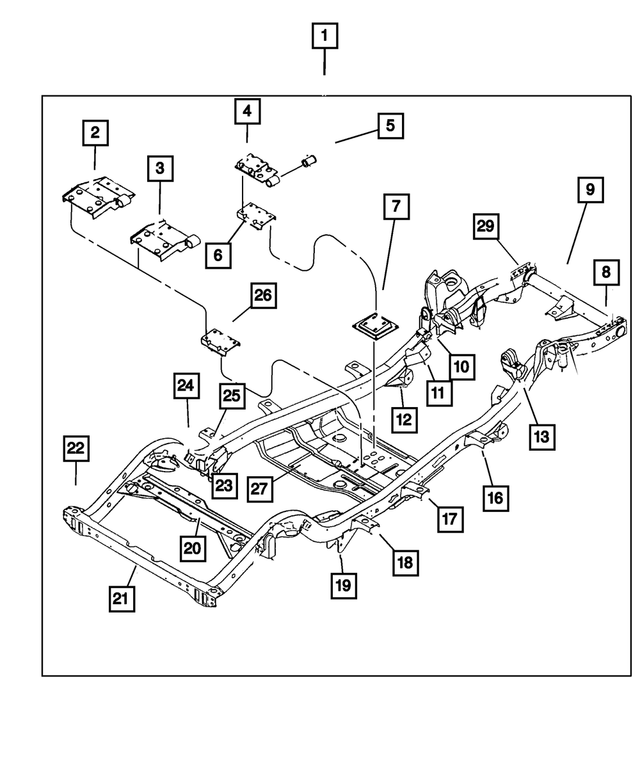 68002765AA - Frames and Bumpers: Chassis Frame for Mopar Image image