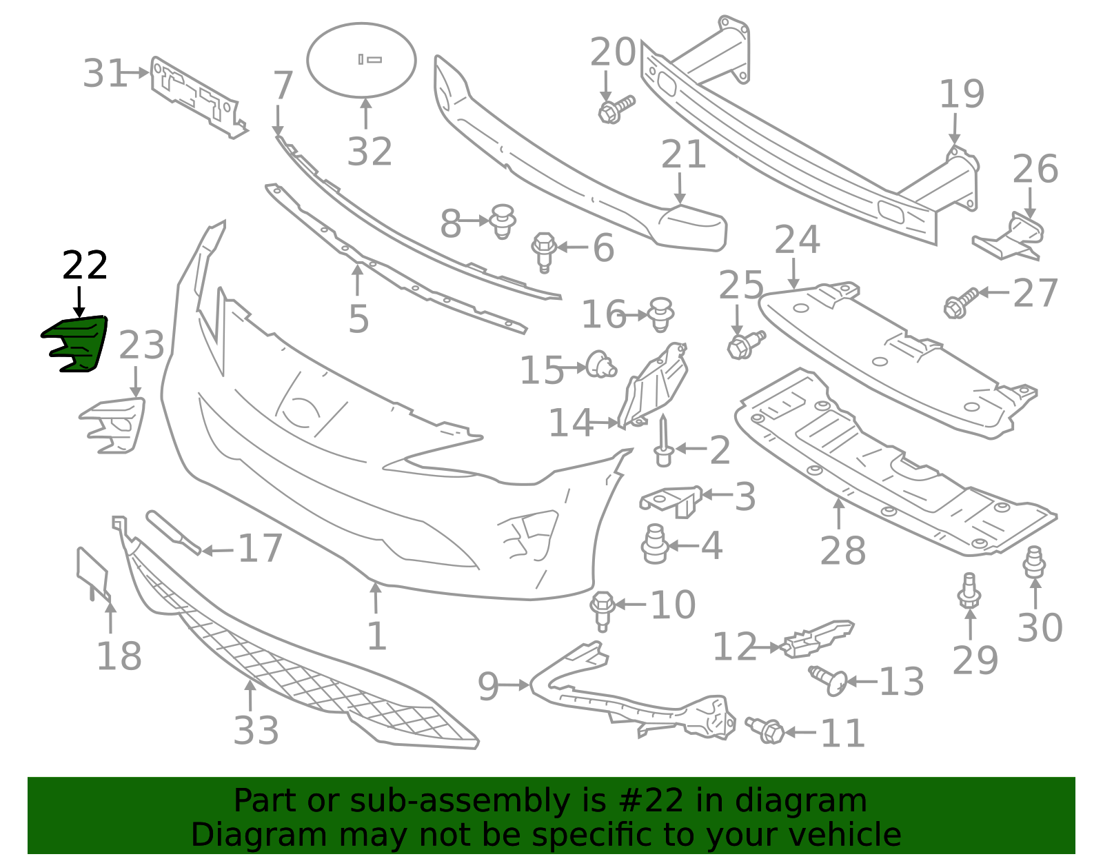 SU003-06841 - Bumper Cover Spacer Panel (Left, Front) 2017-2020