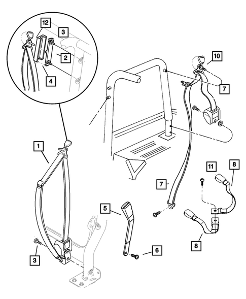 Seat Belts-Front and Rear for 2006 Jeep Wrangler #0