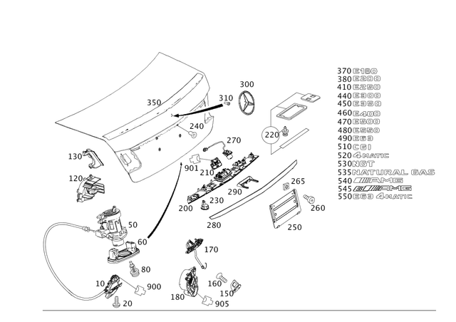 2047500185 - Trunk Lid: Lock for Mercedes-Benz: C250, C300, C350, C63 AMG, CLS550, CLS63 AMG, CLS63 AMG S, E250, E350, E400, E550, E63 AMG, SLK250, SLK350, SLK55 AMG Image image