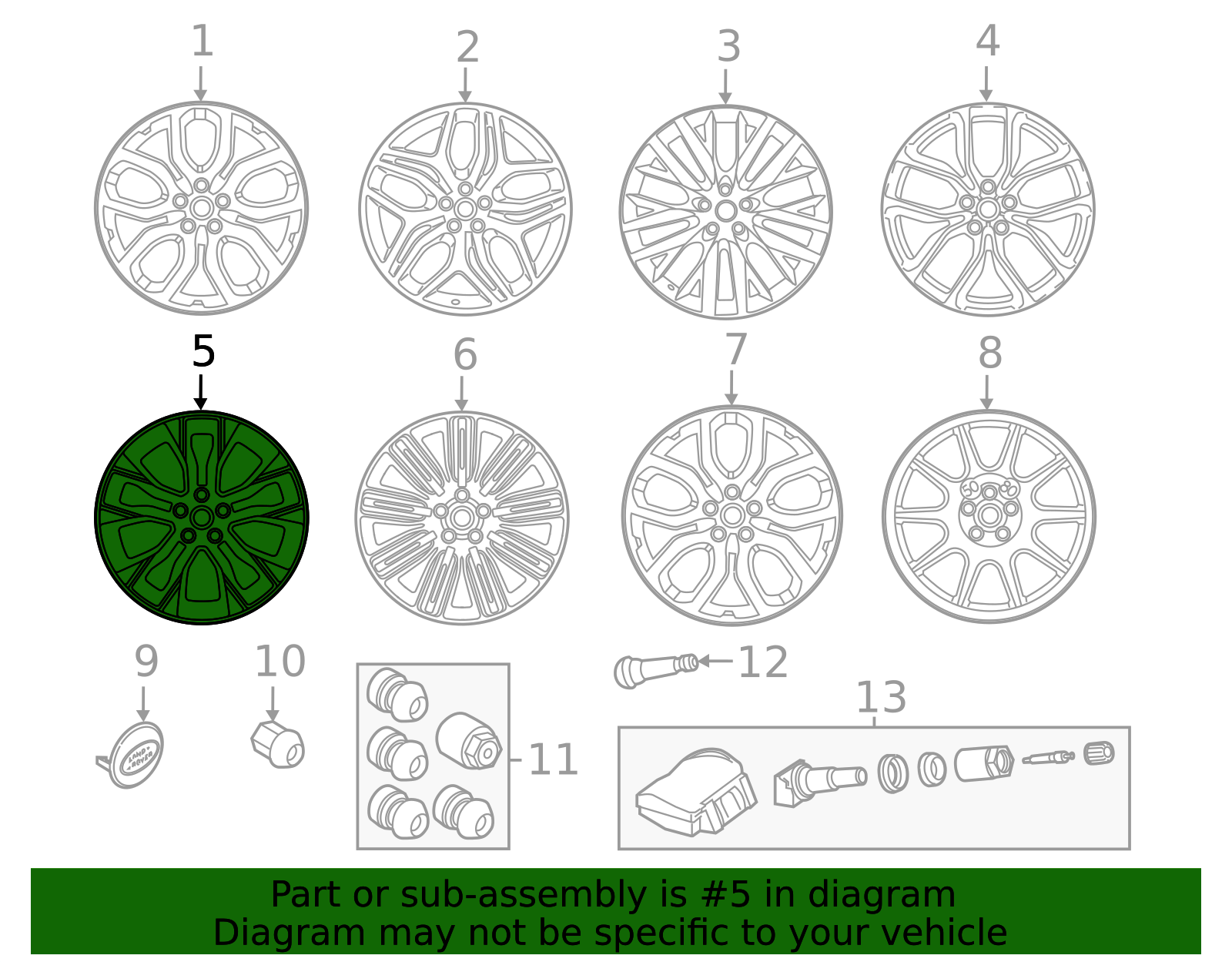 Genuine OEM Alloy Wheel, 22 Inch 5 Split-Spoke Part