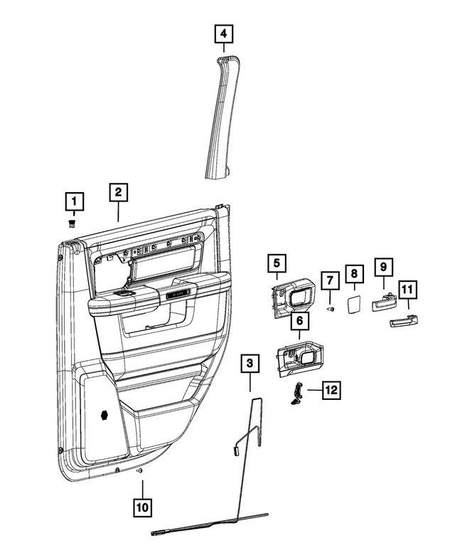 6QX582N8AD - Interior Trim: Rear Door Trim Panel, Right for Mopar Image
