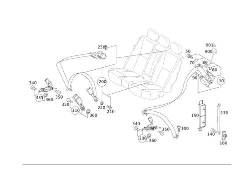 Rear Seat Safety Belt for 2011 Mercedes-Benz S550 #0