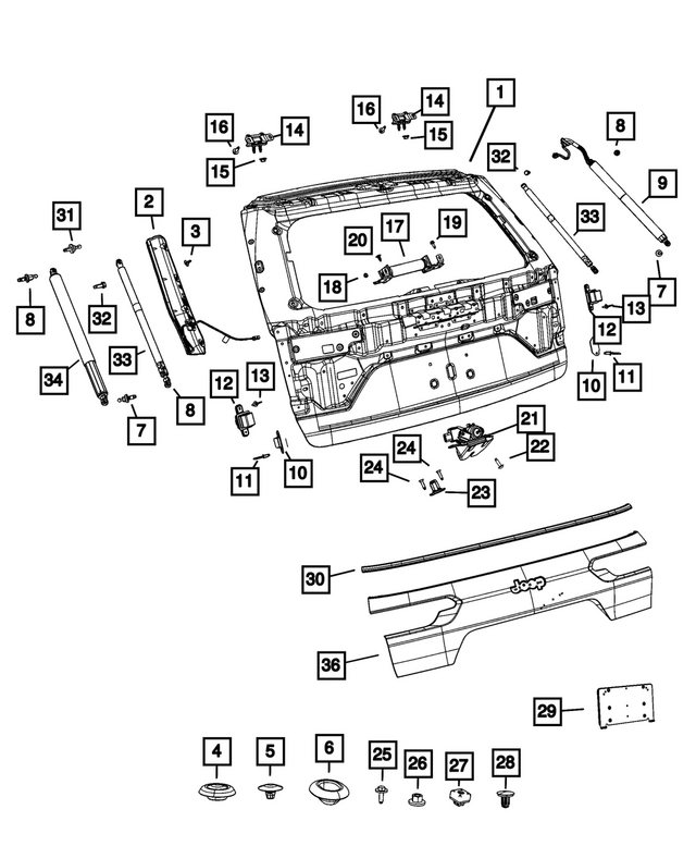 68458295AI - Doors, Door Mirrors and Related Parts: Liftgate for Mopar Image