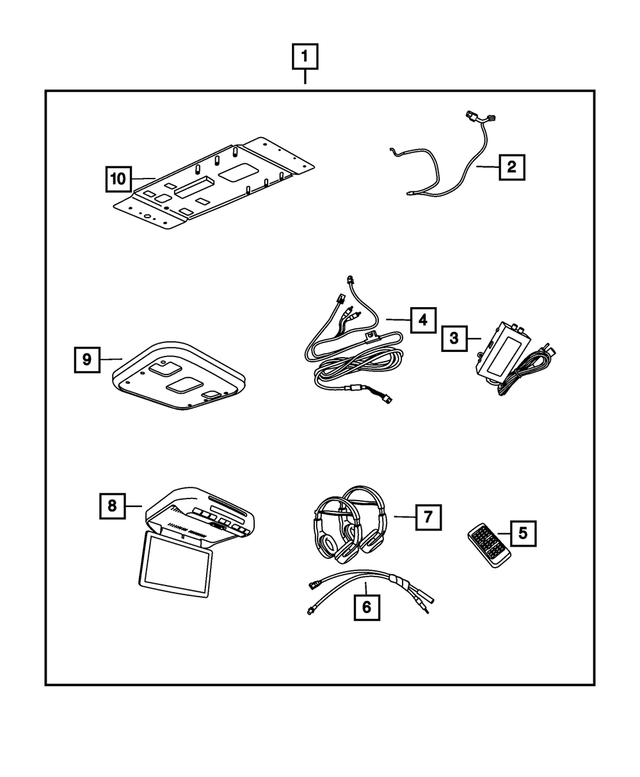 68022580AC - Mopar Accessories - Component Parts: Overhead DVD Assembly for Chrysler: Pacifica, Town &amp; Country | Dodge: Grand Caravan, Journey, Nitro | Ram: C/V Image