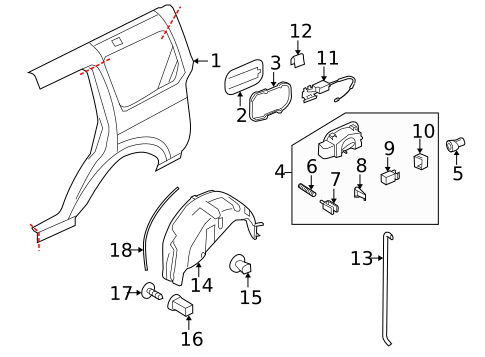 Quarter Panel & Components for 2013 Land Rover LR4 #0