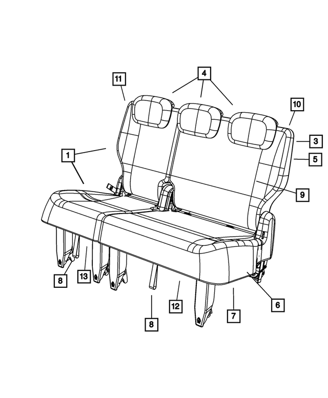 ZQ131D5AA - Interior Trim: Rear Seat Complete, Left for Chrysler: Town &amp; Country | Dodge: Grand Caravan Image