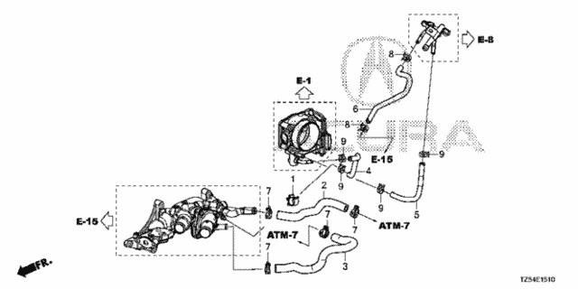 Water Hose (3.5L) (1) for 2014 Acura MDX #0