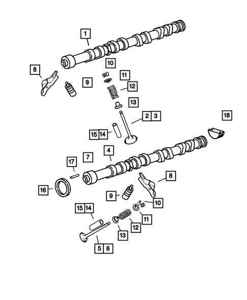 Camshafts and Valves for 2005 Jeep Liberty #0