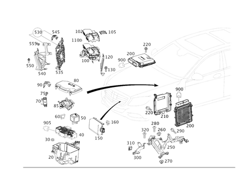 Control Units, Fuse Boxes and Relays in Engine Compartment for 2017 Mercedes-Benz S550e #0