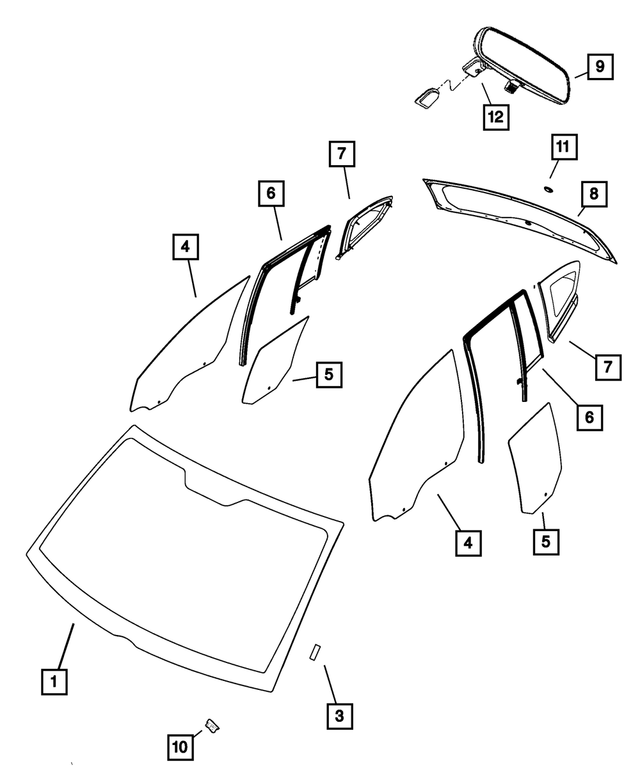 5074139AD - Glass: Shipping Assembly - 30 Lite Glass Windshield for Mopar Image