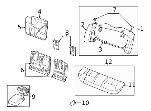 Rear Seat Components for 2001 Ford Taurus #0