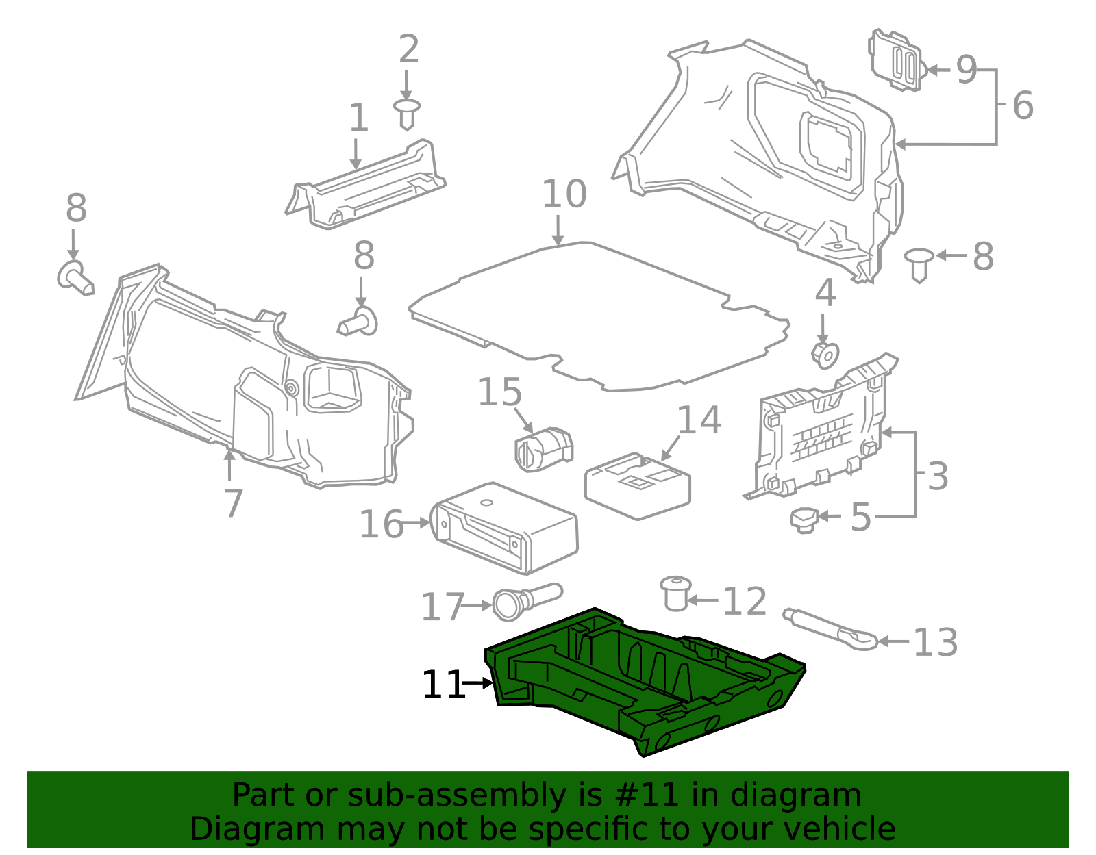 Jet Black Rear Compartment Floor Panel Trim Support 84086509 | OEM ...