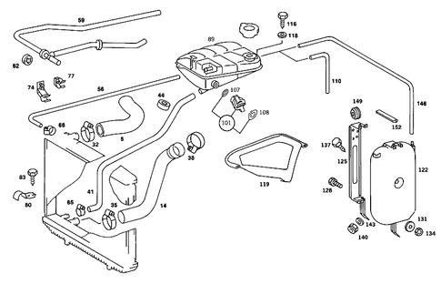 Expansion Tank, Mounting and Hoses for 1985 Mercedes-Benz 380 SE #2