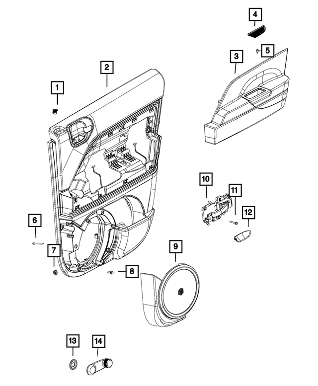 « 1KJ871K0AB – Interior Trim : Porte Arrière Rembourrage, Côté Gauche pour Mopar Image »