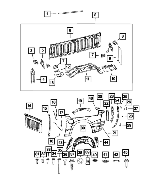 68312568AB - : Box Side End Rail Cover, Right for Mopar Image