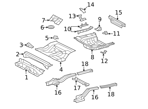 Rear Floor & Rails for 2007 Lexus ES350 #0