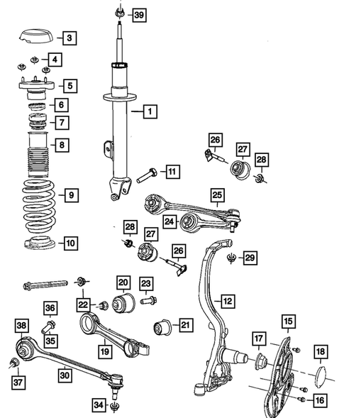 Front Suspension, Strut and Cradle for 2018 Dodge Charger #0