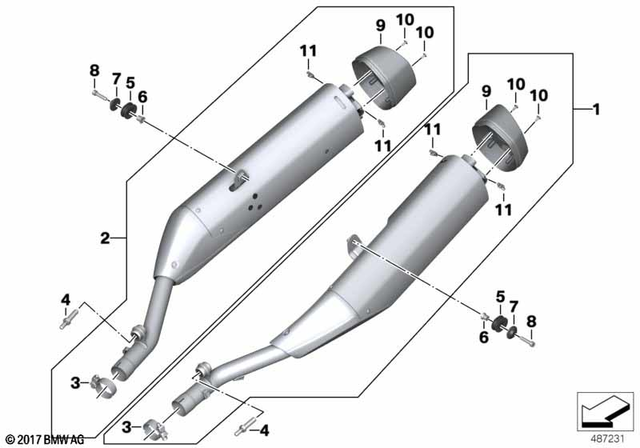 18518549439 - : Rear Muffler Right for BMW-Motorrad Image