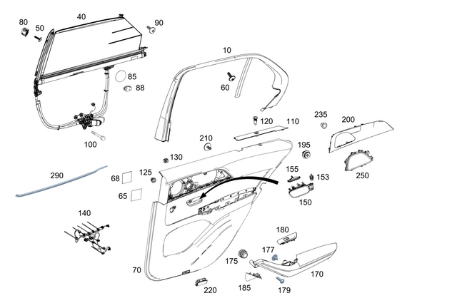 1677373300 - Rear Doors: Trim, Window Frame for Mercedes-Benz: GLE350, GLE450e, GLE580 Image image
