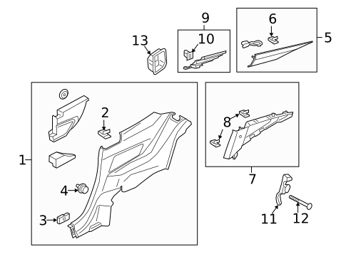 Interior Trim - Quarter Panels for 2018 Ford Mustang #1