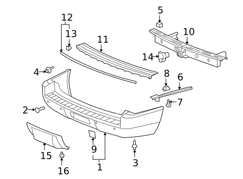 Bumper & Components - Rear for 2011 Cadillac Escalade #0