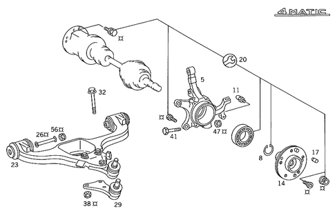 4MATIC&reg; Steering Knuckle & Control Arm for 1990 Mercedes-Benz 300TE #0