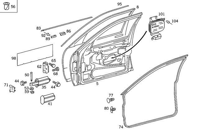 914126006005 - Doors: Screw for Mercedes-Benz: 190, 190D, 190E, 200, 200D, 260E, 280E, 300CE, 300D, 300E, 300SD, 300SL, 300TD, 300TE, 400E, 400SE, 400SEL, 500E, 500SEC, 500SEL, 500SL, 600SEL, 600SL, C220, C230, C280, C43 AMG, E420, E430, S420, SL320 Image image