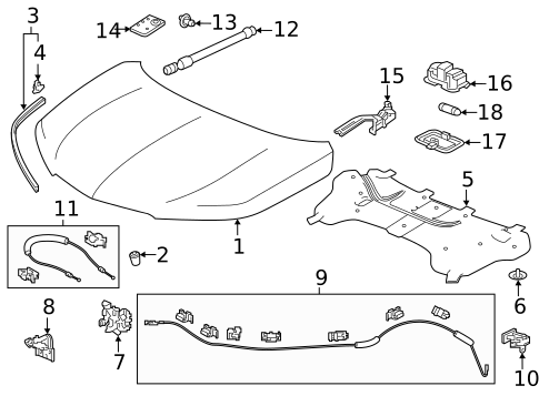 Hood & Components for 2018 Acura MDX #0
