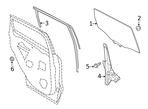 Glass - Rear Door for 2016 Ford Escape #0