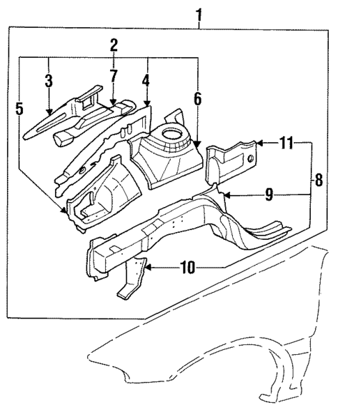 Inner Structure & Rails for 1993 Dodge Colt #2
