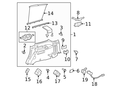 Interior Trim - Quarter Panels for 2013 Toyota Sequoia #0