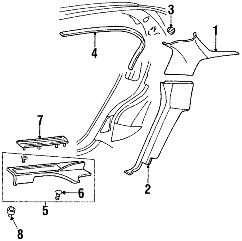 Interior Trim - Quarter Panels for 1997 Oldsmobile Aurora #0